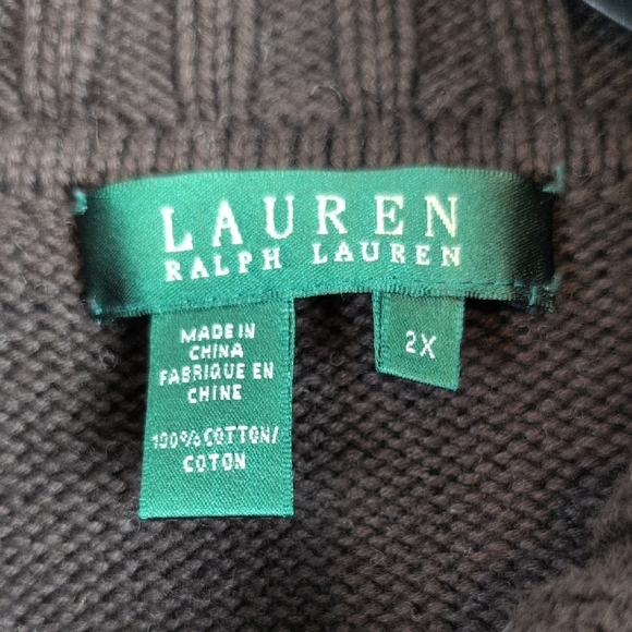 Lauren Ralph Lauren Chocolate Cardigan/Shaket 3/4 Sleeve with Gold Accents - Picture 7 of 7